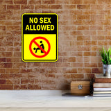 Portrait Round Plus No Sex Allowed Door or Wall Sign | Funny Warning Sign For Bedroom
