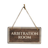 Arbitration Room 5" x 10" Hanging Wall or Door Sign | Legal and Court House Rustic Twine Signage