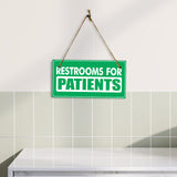 Restrooms For Patients 5x10 Hanging Plus Wall or Door Sign | Rustic Twine | Doctor and Hospital