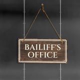 Bailiff's Office 5" x 10" Hanging Wall or Door Sign | Legal and Court House Rustic Twine Signage