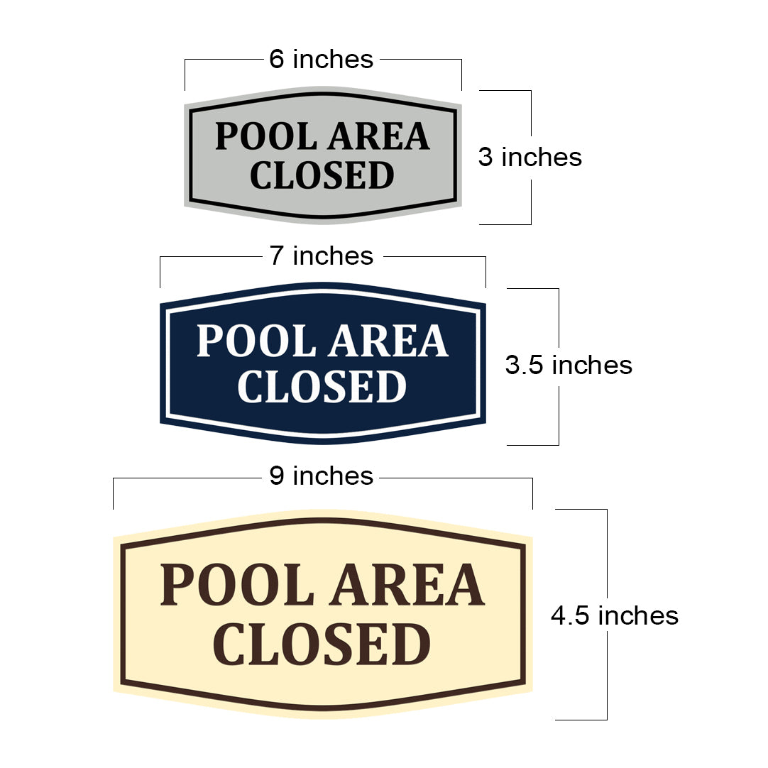 Fancy Pool Area Closed Wall or Door Sign