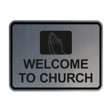 Classic Framed Welcome To Church Praying Hands Wall or Door Sign