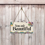 You Are Beautiful 5" x 10" Hanging Wall or Door Sign | Positive Home Decor