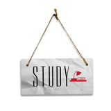 Study 5x10 Hanging Plus Wall or Door Sign | Rustic Twine | Range of Vibrant Decor Styles | Room Signs For Home and Business