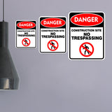 Portrait Round Plus Danger Construction Site No Trespassing Wall or Door Sign | Health And Safety Signage