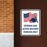 Portrait Round Plus Veteran And Active Military Parking Only Door or Wall Sign Honor Veterans with Military Signs | US Pride | Veteran Gratitude and Discount Signs