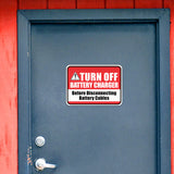 Classic Framed Plus Turn Off Battery Charger Before Disconnecting Battery Cables Door or Wall Sign | Business Protection Construction Site Warehouse & Shop Area
