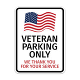 Portrait Round Plus Veteran Parking Only Thank You For Your Service Door or Wall Sign Honor Veterans with Military Signs | US Pride | Veteran Gratitude and Discount Signs
