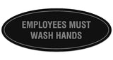 Signs ByLITA Oval Employees Must Wash Hands Sign - Laser-Engraved Lettering | Durable ABS Plastic | Vibrant Colors | Powerful Foam Tape