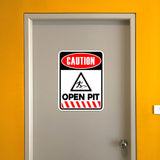 Portrait Round Plus Caution Open Pit Wall or Door Sign | Health And Safety Signage