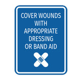 Signs ByLITA Portrait Round Cover Wounds With Appropriate Dressing or Band Aid Door or Wall Sign Durable ABS Plastic | Laser Engraved | Easy Installation | Kitchen | Hygiene