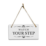 Watch Your Step 5" x 10" Hanging Wall or Door Sign | Rustic Twine | Stylish Business or Office Safety Signage