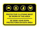 Classic Framed Plus Protective Clothing Must Be Worn In This Area Wall or Door Sign | Bilingual Spanish and English Workplace Safety Signage