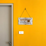 Good Morning This Is God. I Will Be Handling All Your Problems Today 5x10 Hanging Plus Wall or Door Sign | Home Decor
