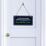 Clean Restrooms Promote Good Health Please Help Keep It Clean 5x10 Hanging Plus Wall or Door Sign | Home & Office Decor