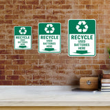 Portrait Round Plus Recycle Used Batteries Here Door or Wall Sign | Health & Safety Signage