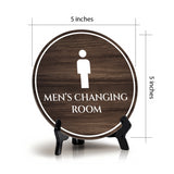Men's Changing Room Circle Table Sign with Acrylic Stand (5x5") | Spa Gym Club Locker Room Sign