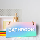 Bathroom 5x10 Hanging Plus Wall or Door Sign | Rustic Twine | Range of Vibrant Decor Styles | Restroom Signs For Home and Business