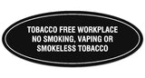 Signs ByLITA Oval Tobacco Free Workplace No Smoking, Vaping or Smokeless Tobacco Sign - Laser-Engraved Lettering | Durable ABS Plastic | Vibrant Colors | Powerful Foam Tape