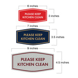 Signs ByLITA Fancy Please Keep Kitchen Clean Sign - Kitchen Signs | Durable Material | Cleaning Reminder | Easy Installation Wall or Door Sign