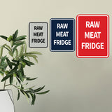 Signs ByLITA Portrait Round Raw Meat Fridge Door or Wall Sign Durable ABS Plastic | Laser Engraved | Easy Installation | Kitchen | Hygiene