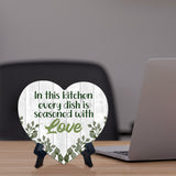 In This Kitchen Every Dish is Seasoned With Love Heart Table Sign with Acrylic Stand (6x5") | Just Married Decoration Idea