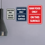 Signs ByLITA Portrait Round Raw Food Only On This Surface Door or Wall Sign Durable ABS Plastic | Laser Engraved | Easy Installation | Kitchen | Hygiene