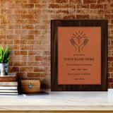 Church and Religion Theme, Black Wood Frame Customizable Leatherette Award Plaque | Easel Mount Option | Recognition of Achievement and Service Personalizable Plaques