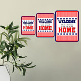Portrait Round Plus Stars, Stripes, and Proud: Welcome to Our Home Door or Wall Sign | Easy Installation | Patriotic Stars and Stripes USA Pride Sign