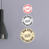 Signs ByLITA Circle Bar Open: Good Times Await ABS Plastic | Laser Engraved | Easy Installation | Elegant Design Wall or Door Sign