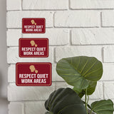 Classic Framed Plus Respect Quiet Work Areas Wall or Door Sign | Office Education and Library