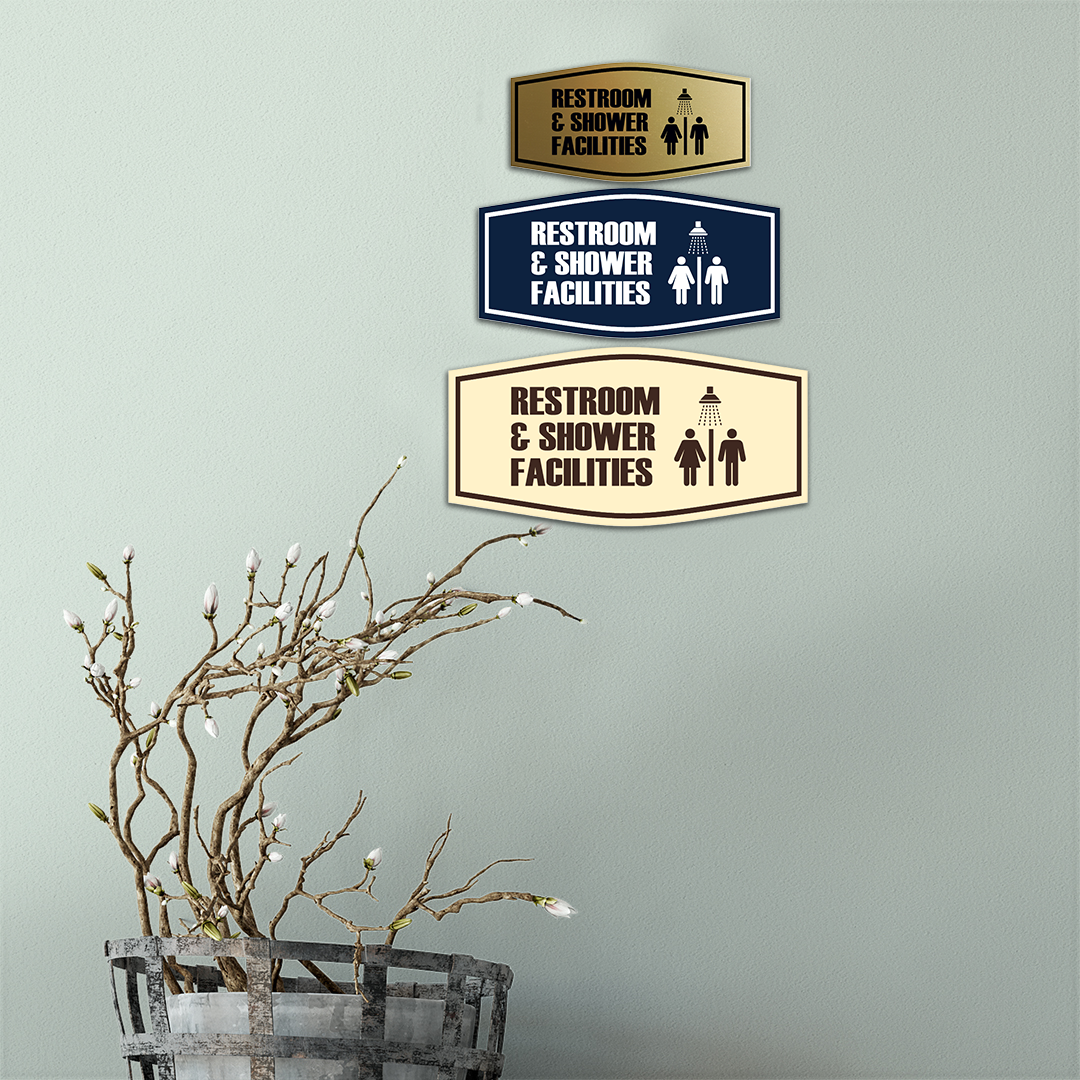 Fancy Restroom & Shower Facilities Wall or Door Sign