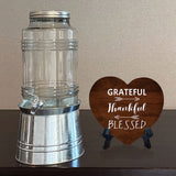 Grateful Thankful Blessed Heart Table Sign with Acrylic Stand (6x5") | Religious Home Decor