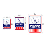 Portrait Round Plus Proud Americans Door or Wall Sign | Easy Installation | Patriotic Stars and Stripes USA Pride Sign