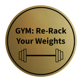 Signs ByLITA Circle GYM: Re-Rack Your Weights Wall or Door Sign