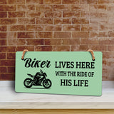 Biker Lives Here With The Ride Of His Life 5" x 10" Hanging Wall or Door Sign | Home Decor