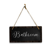 Bathroom 5x10 Hanging Plus Wall or Door Sign | Rustic Twine | Range of Vibrant Decor Styles | Restroom Signs For Home and Business