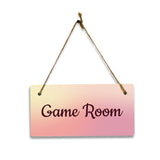 Game Room 5x10 Hanging Plus Wall or Door Sign | Rustic Twine | Range of Vibrant Decor Styles | Room Signs For Home and Business