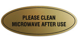 Signs ByLITA Oval Please Clean Microwave After Use Sign - Laser-Engraved Lettering | Durable ABS Plastic | Vibrant Colors | Powerful Foam Tape