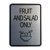 Signs ByLITA Portrait Round Food Preparation Area: Fruit and Salad Only Door or Wall Sign Durable ABS Plastic | Laser Engraved | Easy Installation | Kitchen | Hygiene