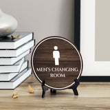 Men's Changing Room Circle Table Sign with Acrylic Stand (5x5") | Spa Gym Club Locker Room Sign