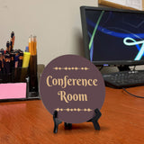 Conference Room Circle Table Sign with Acrylic Stand (5x5") | Office Décor