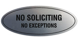 Signs ByLITA Oval No Soliciting No Exceptions Sign - Laser-Engraved Lettering | Durable ABS Plastic | Vibrant Colors | Powerful Foam Tape