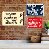 Signs ByLITA Classic Framed No Cash Or Valuables Kept On Premises Wall or Door Sign