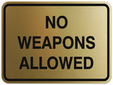 Signs ByLITA Classic Framed NO WEAPONS ALLOWED Door or Wall Sign Durable ABS Plastic | Laser Engraved | Easy Installation | Elegant Design