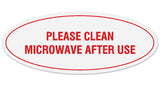 Signs ByLITA Oval Please Clean Microwave After Use Sign - Laser-Engraved Lettering | Durable ABS Plastic | Vibrant Colors | Powerful Foam Tape