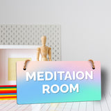 Meditation Room 5x10 Hanging Plus Wall or Door Sign | Rustic Twine | Range of Vibrant Decor Styles | Room Signs For Home and Business