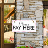 Please Pay Here 5x10 Hanging Plus Wall or Door Sign | Rustic Twine | Business Signage