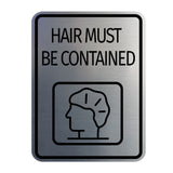 Signs ByLITA Portrait Round Hair Must Be Contained Door or Wall Sign Durable ABS Plastic | Laser Engraved | Easy Installation | Kitchen | Hygiene