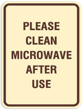 Signs ByLITA Portrait Round Please clean microwave after use Sign - Laser-Engraved Lettering | Durable ABS Plastic | Vibrant Colors | Powerful Foam Tape